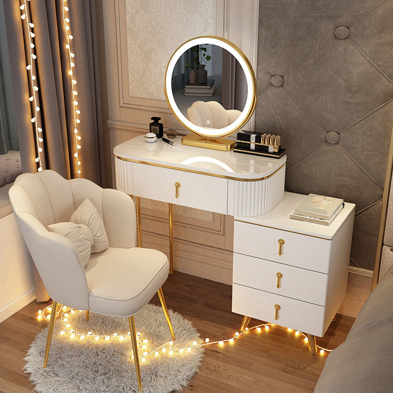 Wooden Makeup Counter Adjustable Mirror Vanity Dressing Table with Drawer