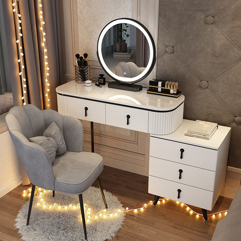 Wooden Makeup Counter Adjustable Mirror Vanity Dressing Table with Drawer