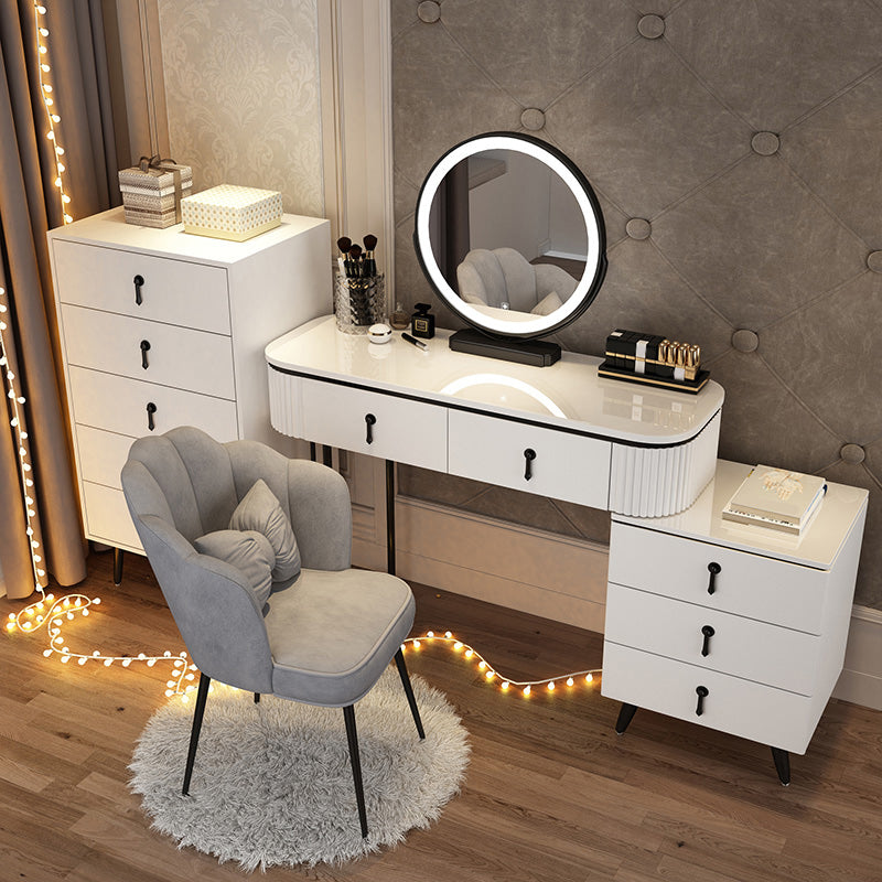 Wooden Makeup Counter Adjustable Mirror Vanity Dressing Table with Drawer