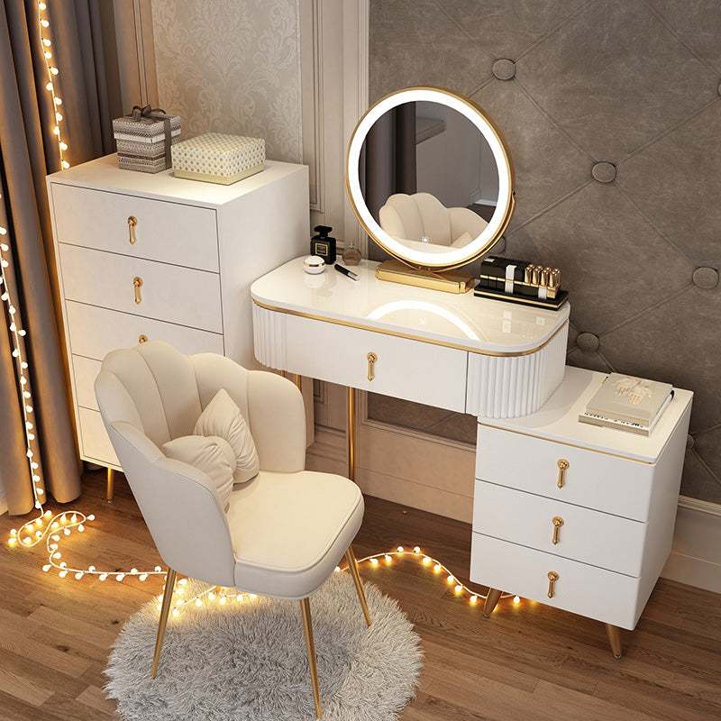 Wooden Makeup Counter Adjustable Mirror Vanity Dressing Table with Drawer