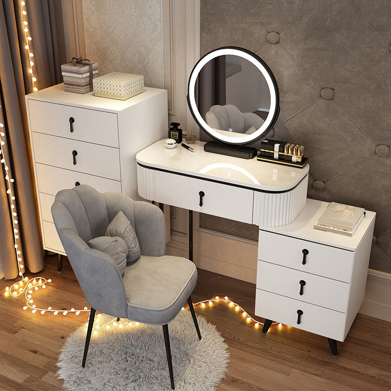 Wooden Makeup Counter Adjustable Mirror Vanity Dressing Table with Drawer