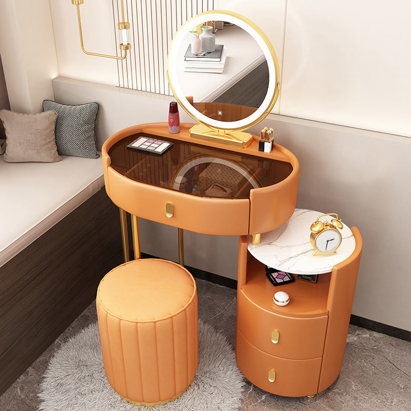 Mirrored Glass Makeup Counter Adjustable Mirror Vanity Dressing Table with Drawer