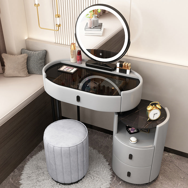 Mirrored Glass Makeup Counter Adjustable Mirror Vanity Dressing Table with Drawer