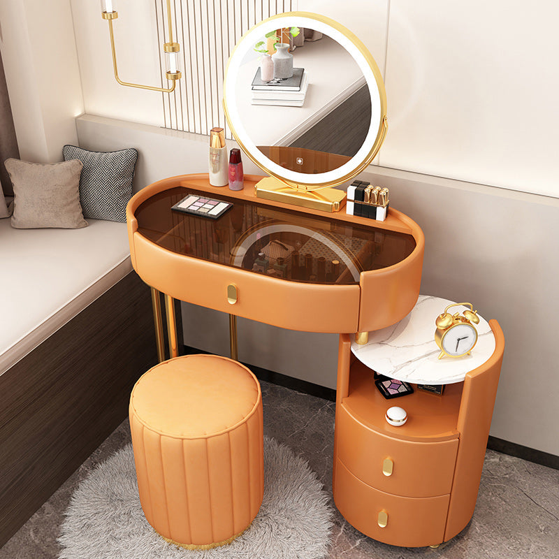 Mirrored Glass Makeup Counter Adjustable Mirror Vanity Dressing Table with Drawer