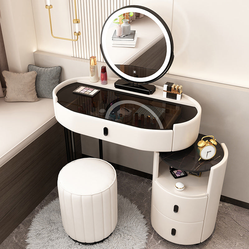 Mirrored Glass Makeup Counter Adjustable Mirror Vanity Dressing Table with Drawer