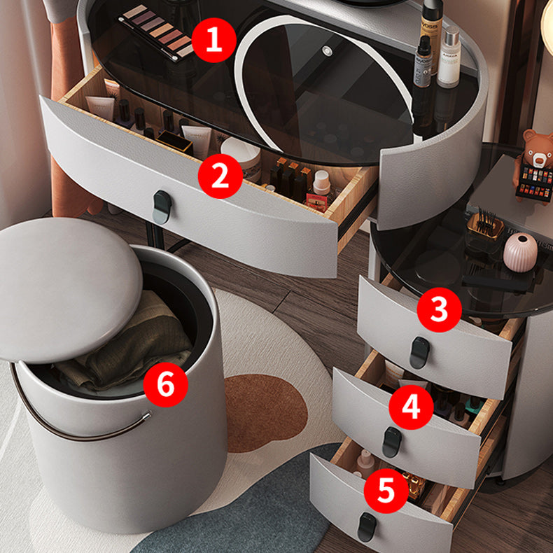 Mirrored Glass Makeup Counter Lighted Mirror Vanity Dressing Table with Drawer