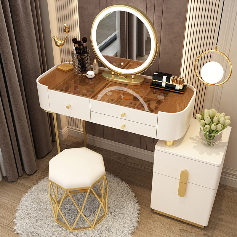 Glam Glass Vanity Dressing Table Bedroom Mirror Makeup Vanity Desk with Drawer