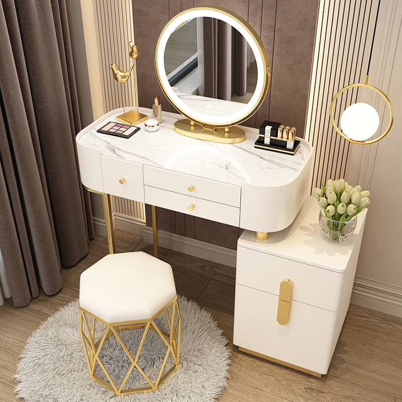 Glam Glass Vanity Dressing Table Bedroom Mirror Makeup Vanity Desk with Drawer