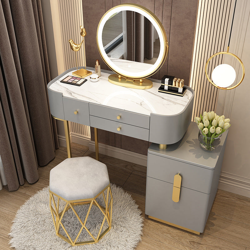 Glam Glass Vanity Dressing Table Bedroom Mirror Makeup Vanity Desk with Drawer