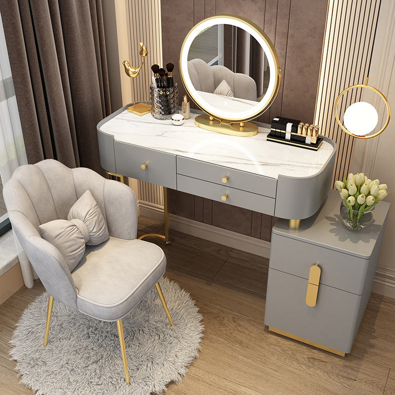 Glam Glass Vanity Dressing Table Bedroom Mirror Makeup Vanity Desk with Drawer