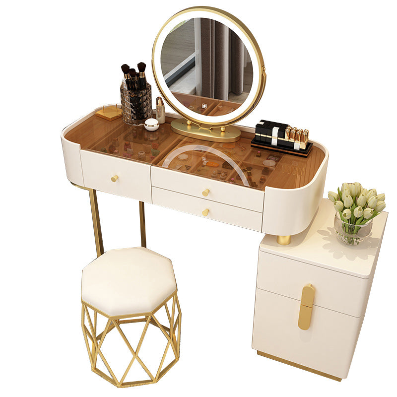 Glam Glass Vanity Dressing Table Bedroom Mirror Makeup Vanity Desk with Drawer