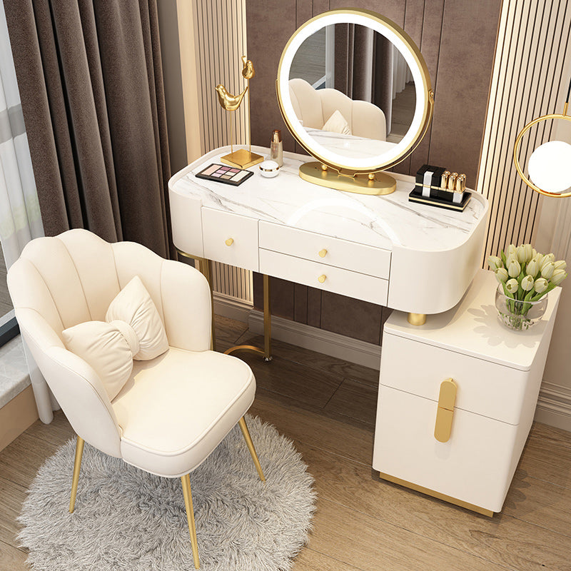 Glam Glass Vanity Dressing Table Bedroom Mirror Makeup Vanity Desk with Drawer