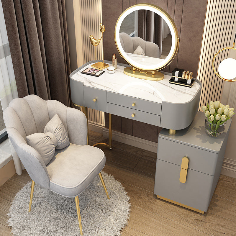 Glam Glass Vanity Dressing Table Bedroom Mirror Makeup Vanity Desk with Drawer