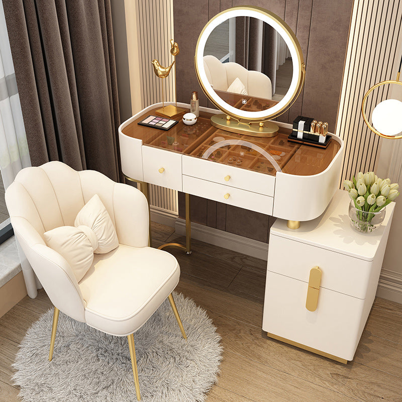 Glam Glass Vanity Dressing Table Bedroom Mirror Makeup Vanity Desk with Drawer