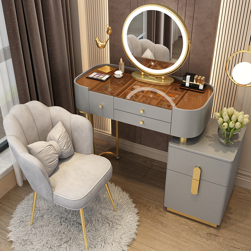 Glam Glass Vanity Dressing Table Bedroom Mirror Makeup Vanity Desk with Drawer