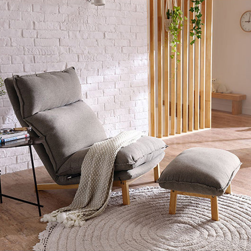 Linen Standard Recliner Solid Wood Recliner Chair for Living Room