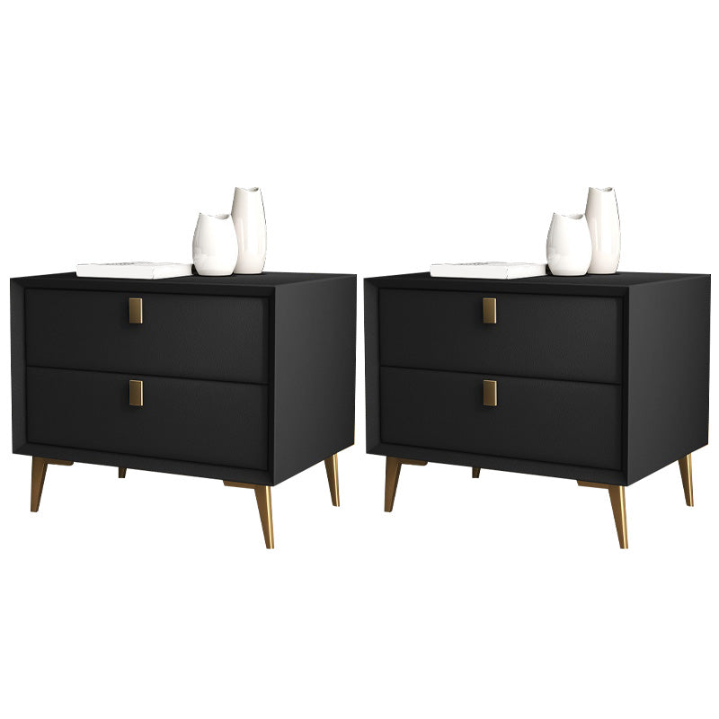 Leather Accent Table Nightstand Modern Bedside Cabinet with Drawers