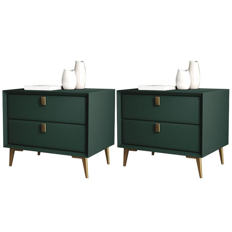 Leather Accent Table Nightstand Modern Bedside Cabinet with Drawers