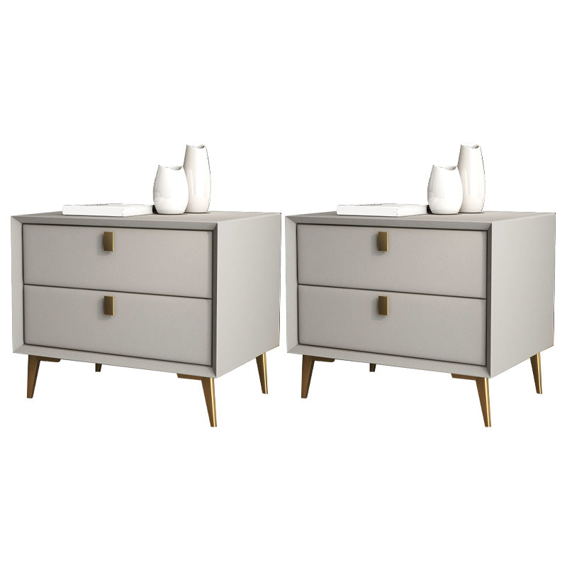 Leather Accent Table Nightstand Modern Bedside Cabinet with Drawers