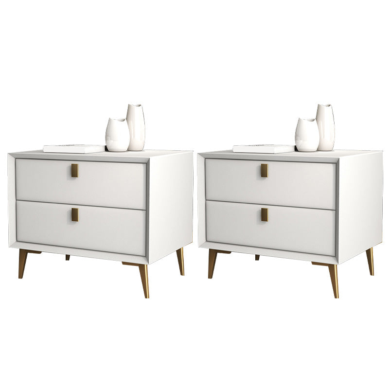 Leather Accent Table Nightstand Modern Bedside Cabinet with Drawers