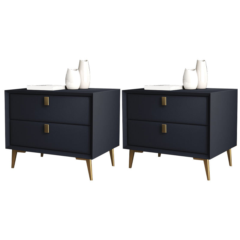 Leather Accent Table Nightstand Modern Bedside Cabinet with Drawers