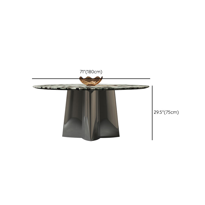 Glam Round Marble Top Dining Table with Metal Pedestal Base for Home