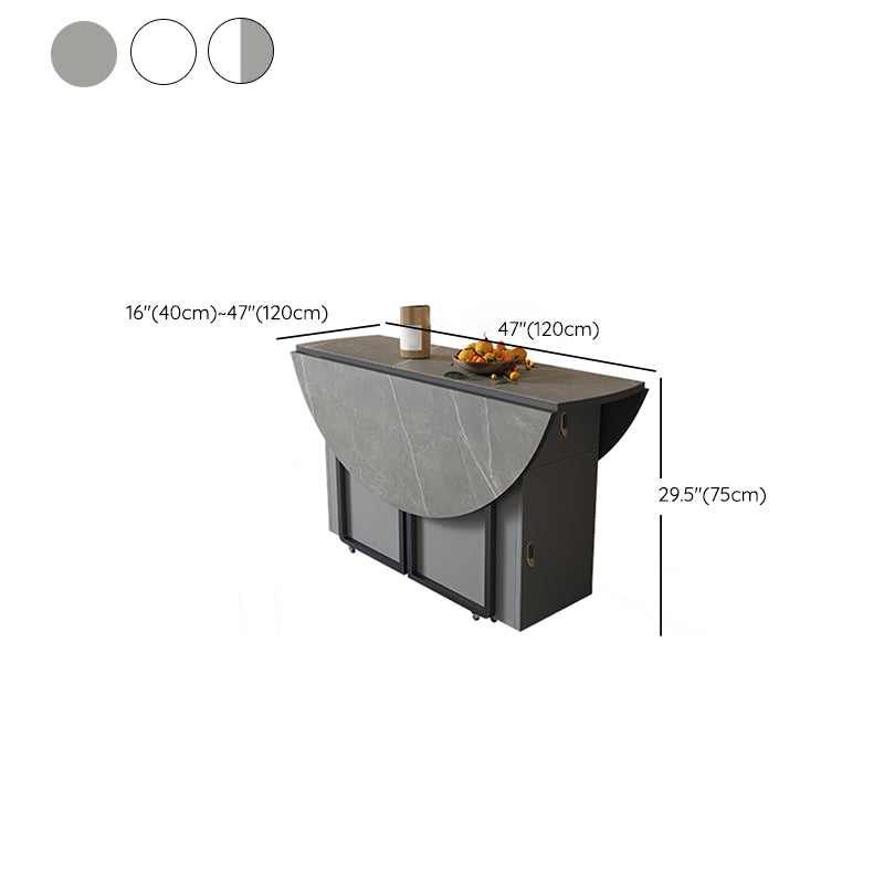 Modern Round Stone Top Dining Table Foldable for Small Spaces