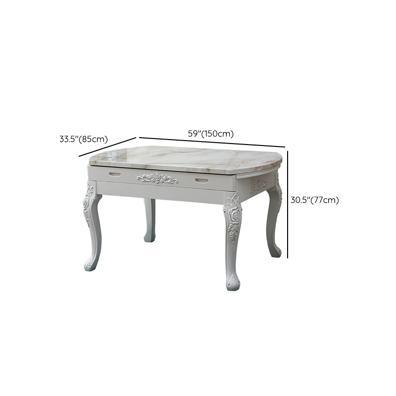 Glam Kitchen Table with Faux Marble Top Solid Wood Legs for Home