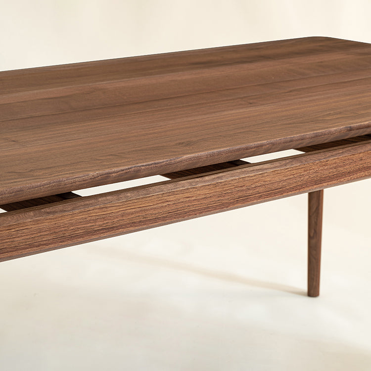 Modern Rectangle Dinner Table Brown Solid Wood Tabletop for Living Room