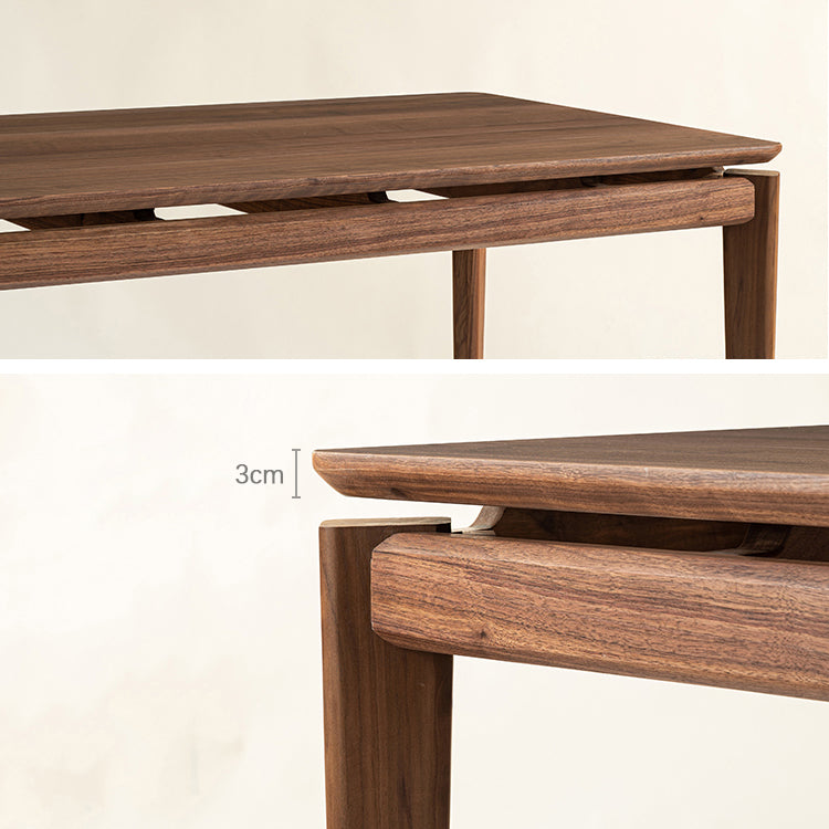 Modern Rectangle Dinner Table Brown Solid Wood Tabletop for Living Room
