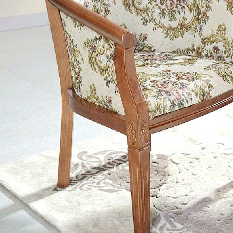Traditional Style Dining Chair Upholstered Solid Wood Arm Chair for Hotel