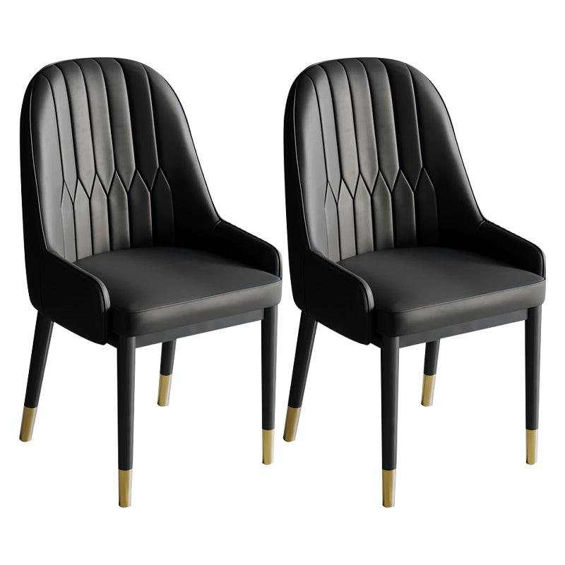 Glam Style Dining Chair Leather Parsons Side Chair for Living Room