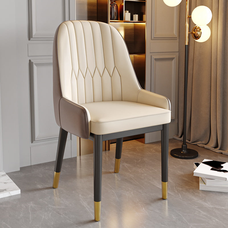 Glam Style Dining Chair Leather Parsons Side Chair for Living Room