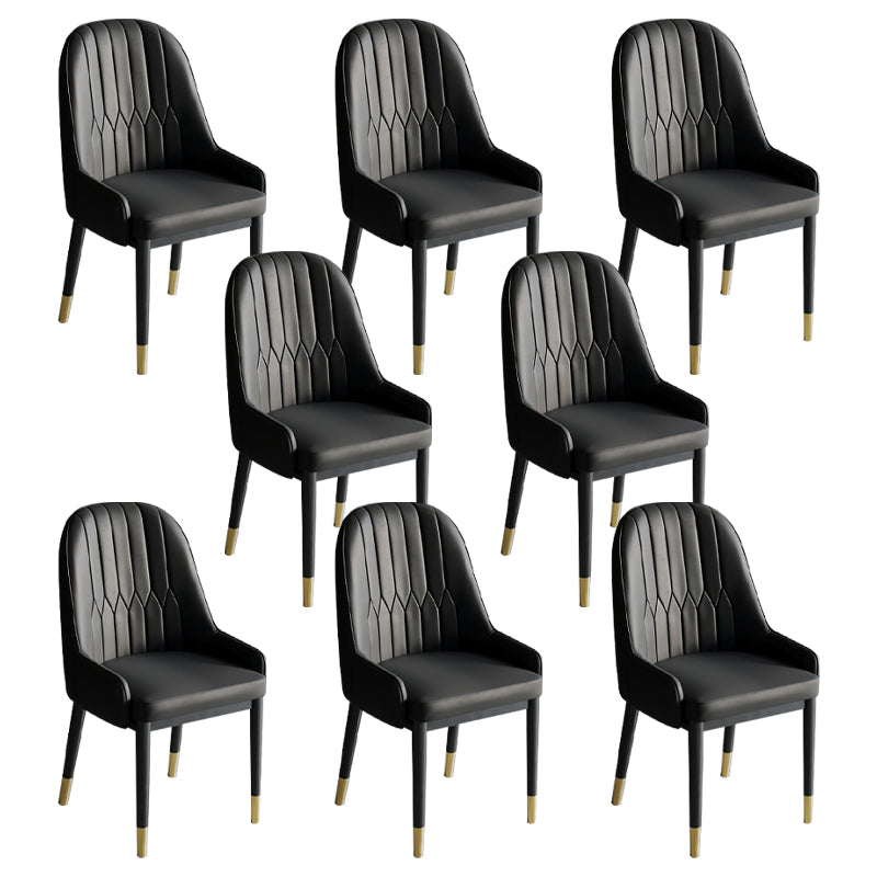 Glam Style Dining Chair Leather Parsons Side Chair for Living Room