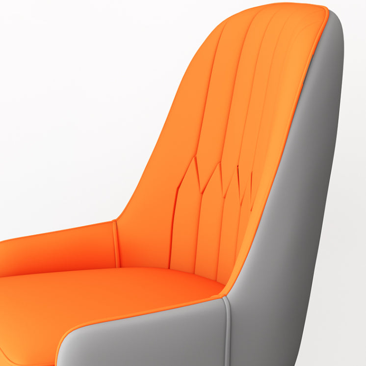 Glam Style Dining Chair Leather Parsons Side Chair for Living Room