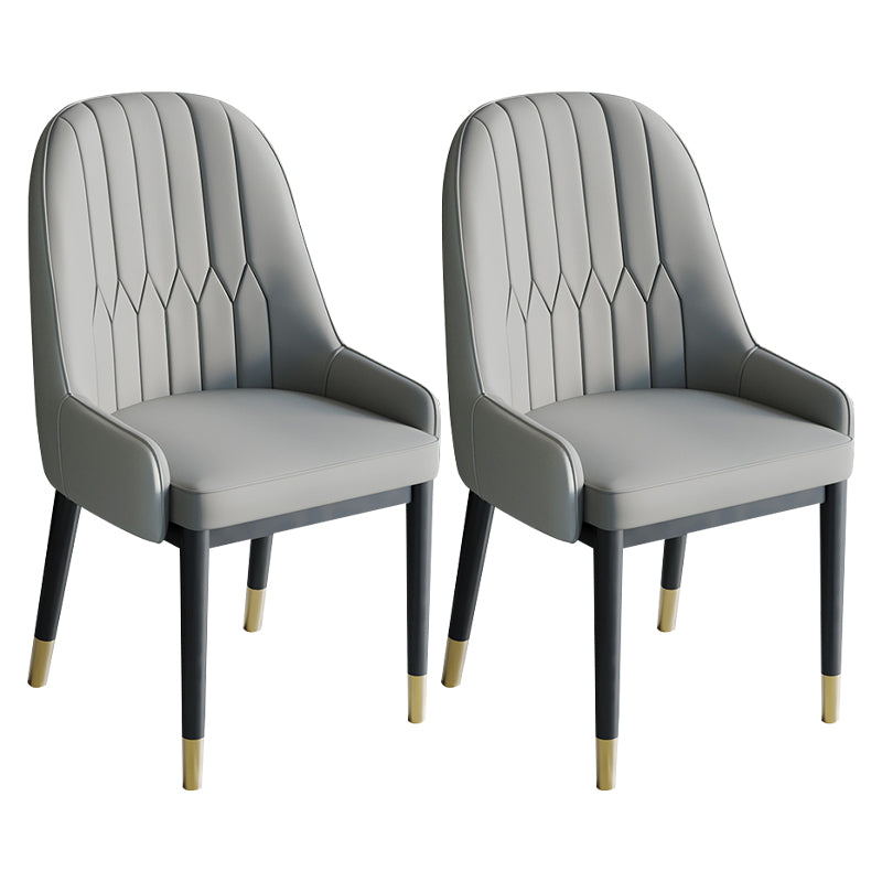 Glam Style Dining Chair Leather Parsons Side Chair for Living Room