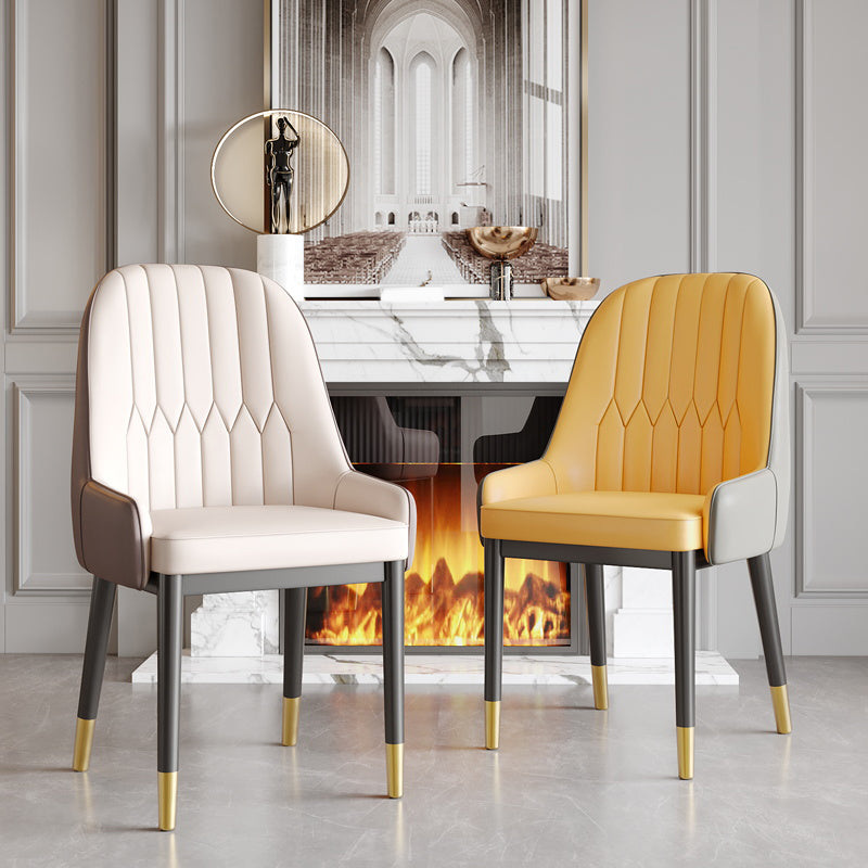 Glam Style Dining Chair Leather Parsons Side Chair for Living Room