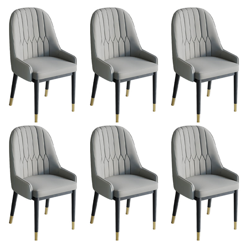 Glam Style Dining Chair Leather Parsons Side Chair for Living Room
