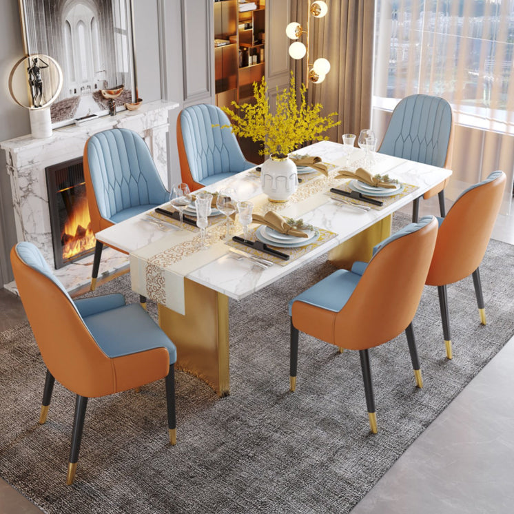 Glam Style Dining Chair Leather Parsons Side Chair for Living Room
