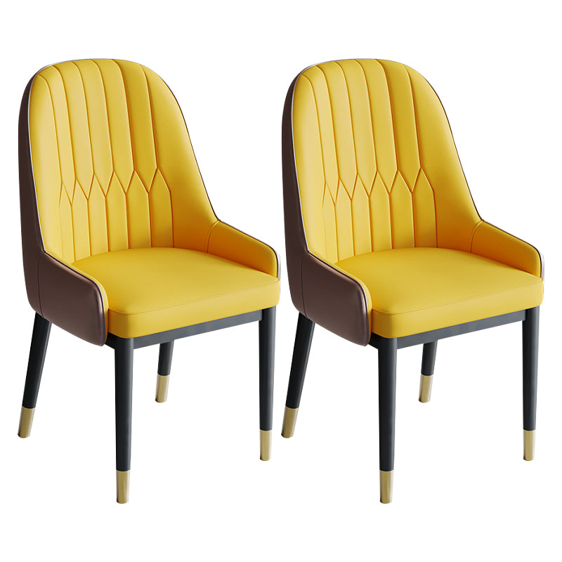 Glam Style Dining Chair Leather Parsons Side Chair for Living Room