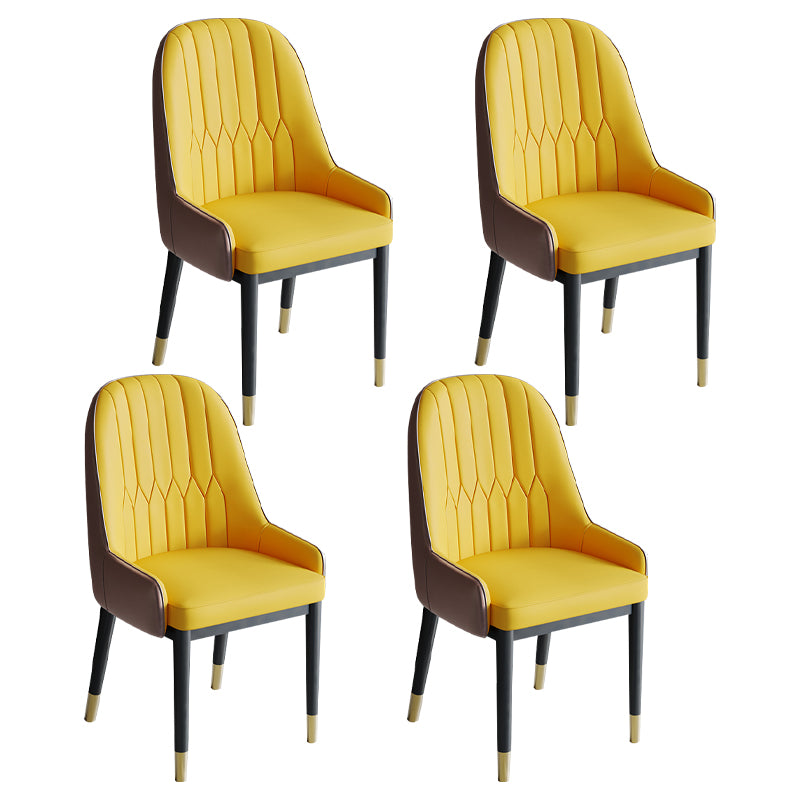 Glam Style Dining Chair Leather Parsons Side Chair for Living Room