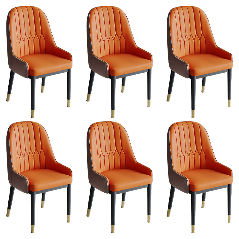 Glam Style Dining Chair Leather Parsons Side Chair for Living Room
