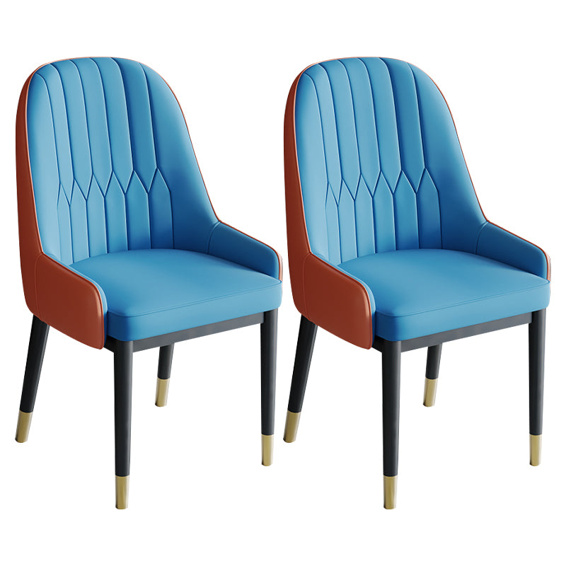Glam Style Dining Chair Leather Parsons Side Chair for Living Room