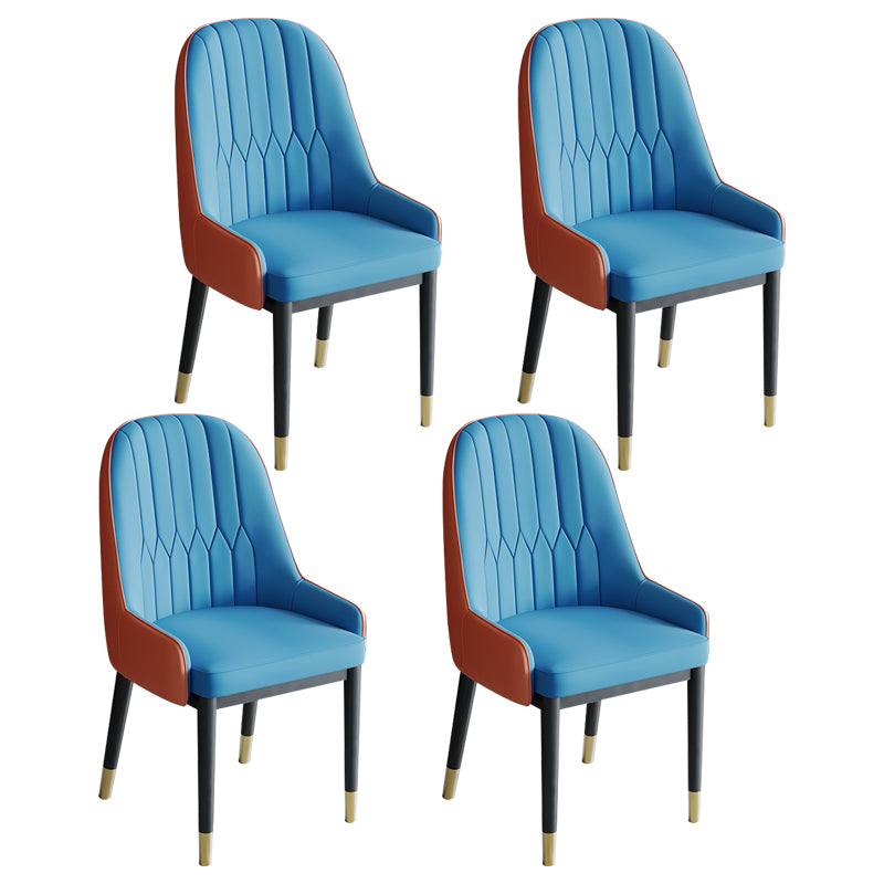 Glam Style Dining Chair Leather Parsons Side Chair for Living Room