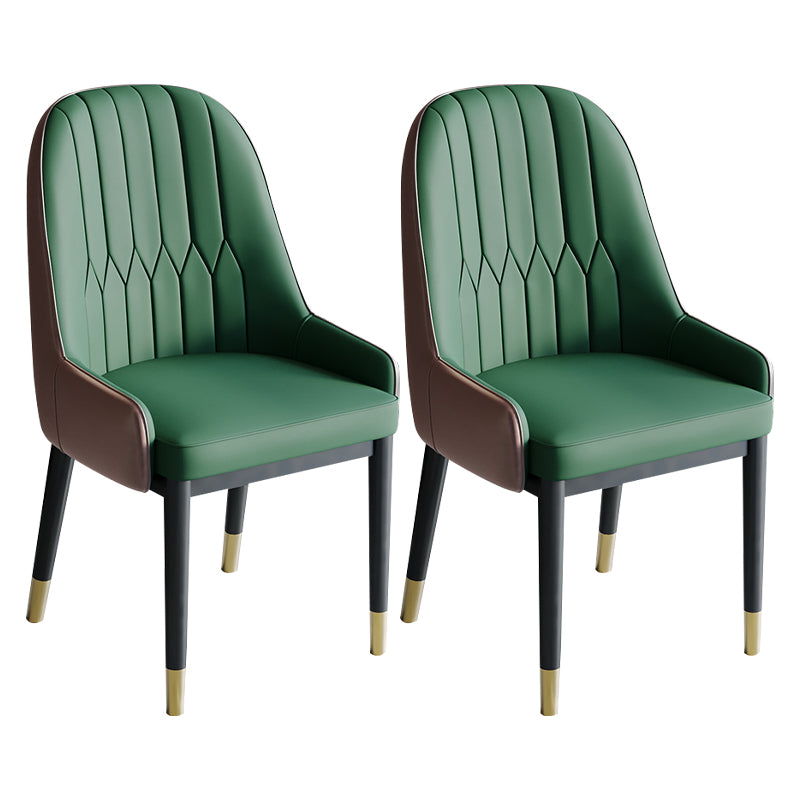 Glam Style Dining Chair Leather Parsons Side Chair for Living Room