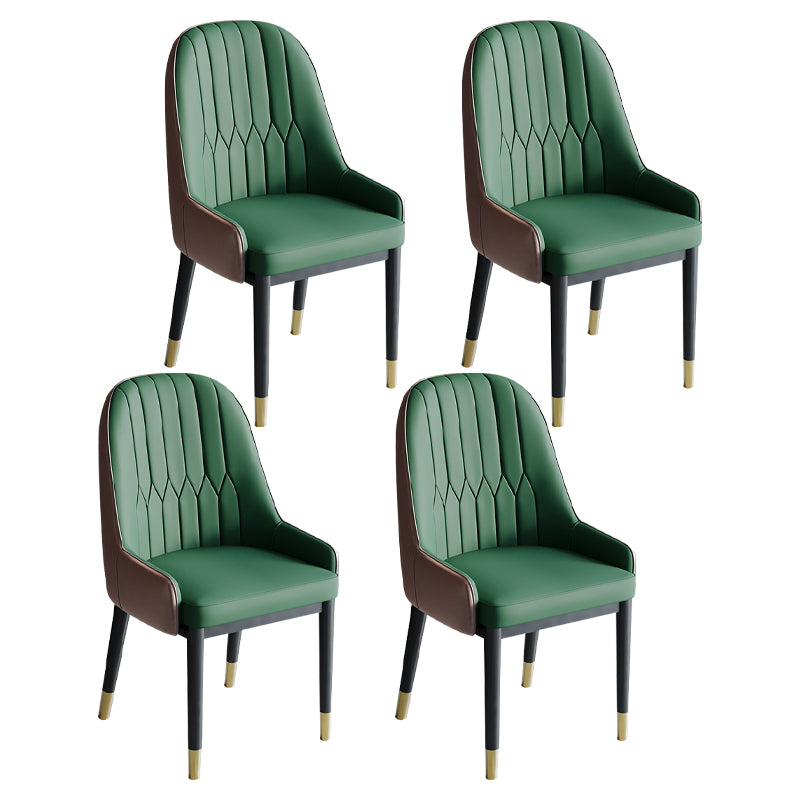Glam Style Dining Chair Leather Parsons Side Chair for Living Room