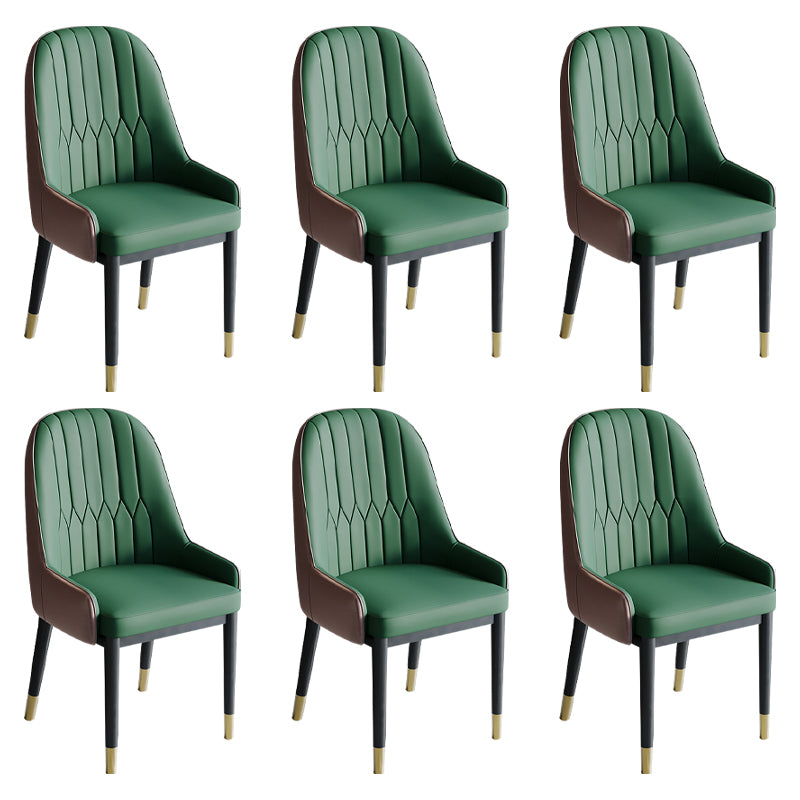Glam Style Dining Chair Leather Parsons Side Chair for Living Room