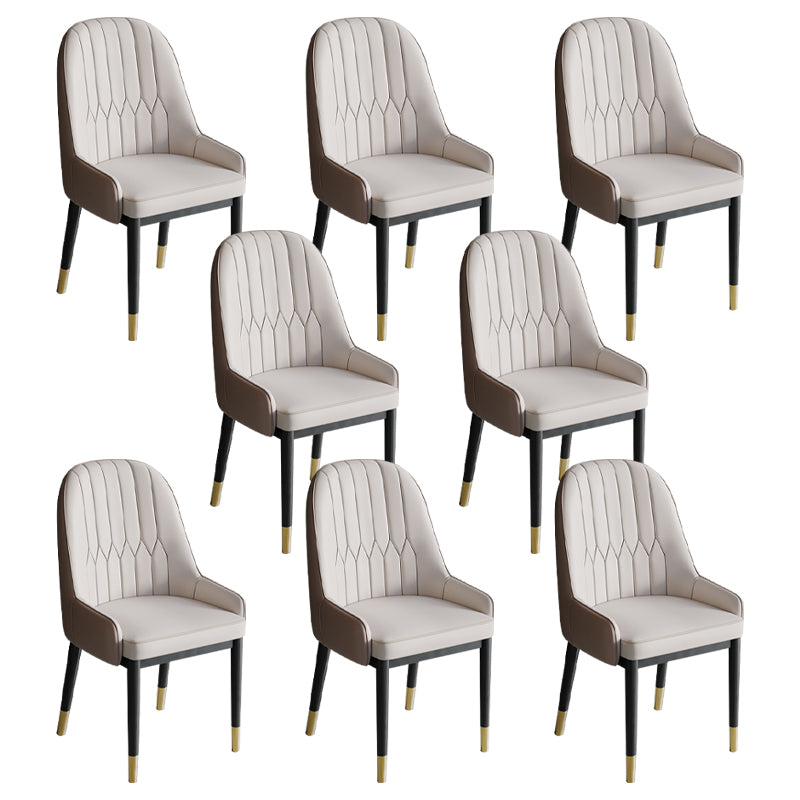 Glam Style Dining Chair Leather Parsons Side Chair for Living Room