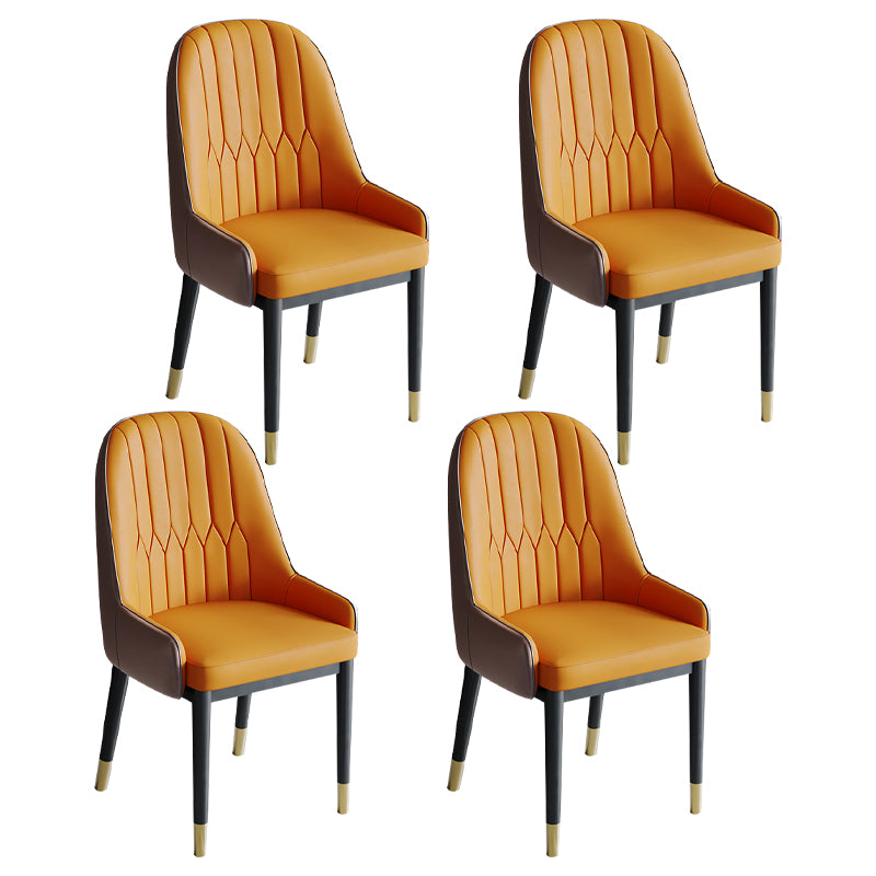Glam Style Dining Chair Leather Parsons Side Chair for Living Room