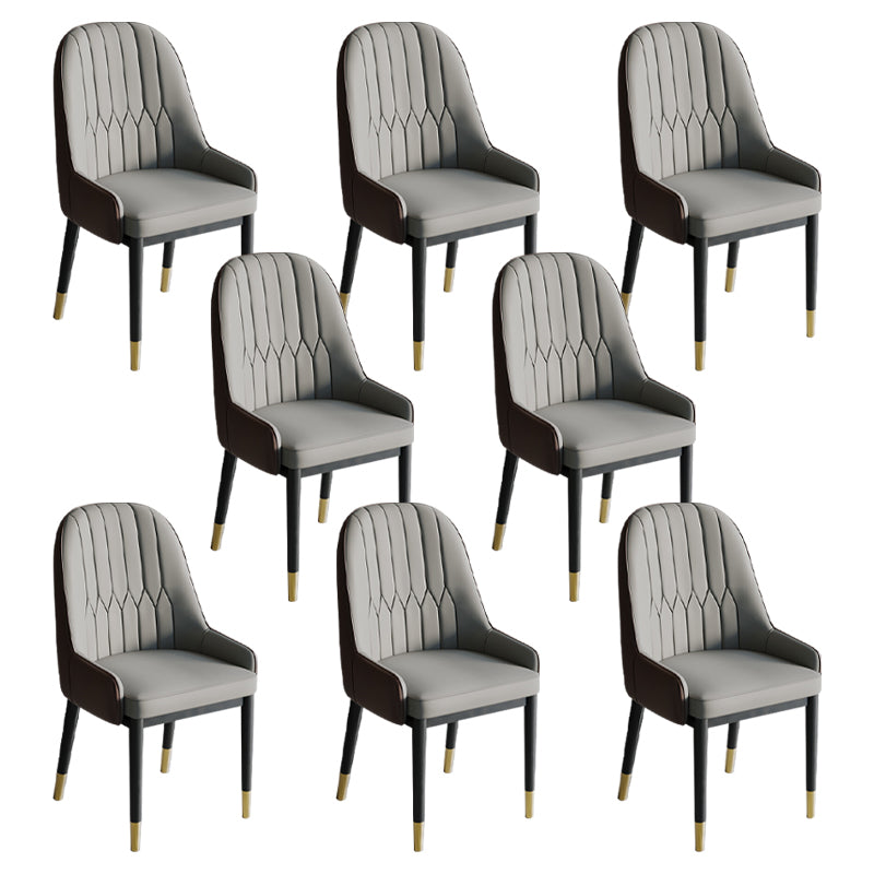 Glam Style Dining Chair Leather Parsons Side Chair for Living Room